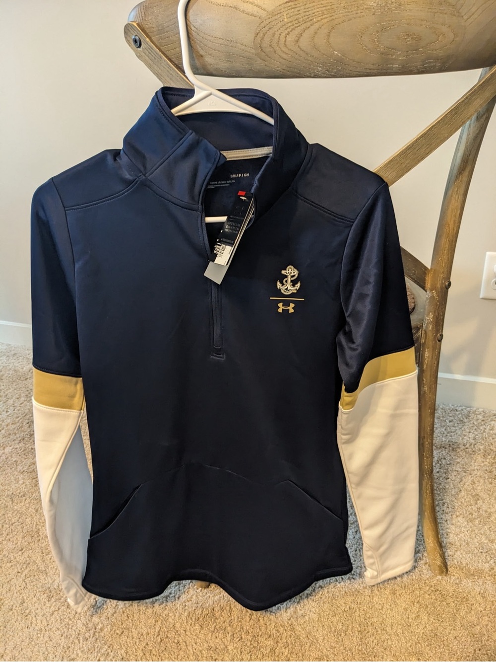 Under Armour Navy Quarter-Zip Pullover with White and Gold Accents